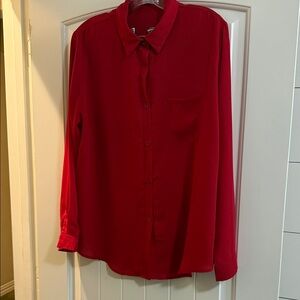 Stylish Men's Red Casual Button Down Shirt
